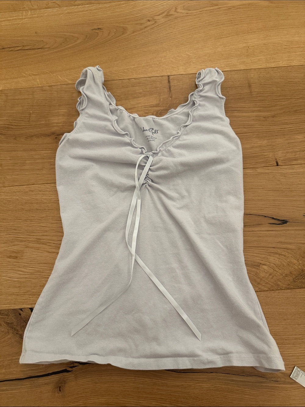 Brandy Melville/John Galt Light blue Ruffle-Trim Tie Front Tank Top